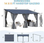 AECOJOY 14' x 8' Gazebo Outdoor Pergola, Hard Top Lean to 8x14 Gazebo - Image 7