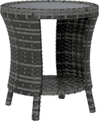 Outsunny 18" Outdoor Wicker Coffee Table, 2-Tier Patio Side Table by Outsunny