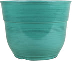 Garden Elements Indoor/Outdoor Glazed Brushed Happy Plastic Planter, Dark Aqua by GardenElements