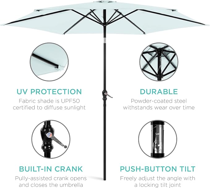 Best Choice Products 10ft Outdoor Table Compatible Steel Polyester Market Patio - Image 5