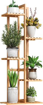 BMOSU Bamboo Plant Stand for Indoor Outdoor Plants Corner Tall Plant Shelf 6 by BMOSU
