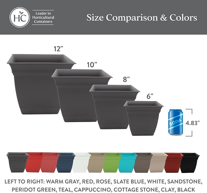 The HC Companies 6 Inch Eclipse Square Planter Pots - Image 6