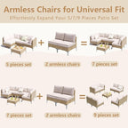 2-Piece Patio Furniture Set, Outdoor Wicker Sectional Sofa - Image 2