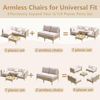 9-Piece Patio Furniture Set, Outdoor Wicker Sectional Sofa - Image 7