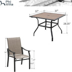 PHI VILLA 5 pcs Patio Dining Table and Chairs, Textilene Dining Chairs Sturdy - Image 7