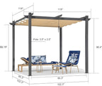 PURPLE LEAF 10' x 10' Aluminum Outdoor Pergola Wind-Resistant Retractable - Image 6