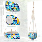 Ceramic Hanging Planter Mosaic Hanging Flower Pot Small Plant Pot - Image 2