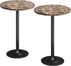 Flamaker Round Bistro Pub Table Modern Style Metal Base MDF Top Cocktail Bar by Flamaker