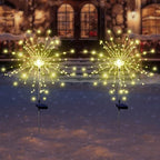 Solar Garden Firework Lights, 4 Pack, Waterproof, 120 LED, Warm White, Party - Image 3