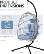 SWITTE Egg Chair Outdoor with Stand, Indoor Wicker Hanging Egg Swing Chair with - Image 2