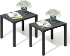 Crestlive Products Outdoor Side Table Set of 2, Aluminum Rectangular Side/End by CrestliveProducts