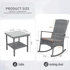 Outdoor Rocking Chair 3 Pieces High-Backed Rocking Chair Patio Rocking Chairs - Image 2