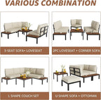 NATURAL EXPRESSIONS Outdoor Furniture Set, L Shape Patio Sectional, Metal - Image 3