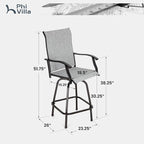 PHI VILLA Outdoor Swivel Patio Bar Stools Set of 2, 30 Inch Bar Height Tall - Image 2