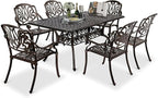 VINGLI 7-Piece Outdoor Dining Set, Cast Aluminum Patio Furniture Set by VINGLI