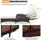 Tangkula Wicker Chaise Lounge Outdoor Set of 2, Patio Rattan Reclining Chaise - Image 6