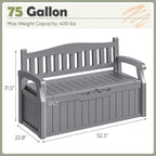 Homall 75 Gallon Outdoor Storage Benches Lockable Deck Box - Image 3