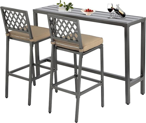 3-Piece Outdoor Patio Bar Set, Bar Height Patio Dining Set, Weather-Resistant by Sumshadow