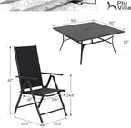 PHI VILLA 9 Piece Patio Dining Set, Outdoor Dining Furniture Patio Table Set - Image 7