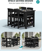 SERWALL 3-Piece Outdoor Counter Height Bar Set, HDPE Patio Bar Table - Image 8