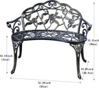 Patio Balcony Bench Double Seat, Anti-Rust Cast Aluminum Patio Garden Bench - Image 3