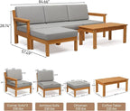 VINGLI 5 Pieces Wood Patio Furniture L-Shaped Outdoor Sectional Sofa Set - Image 3