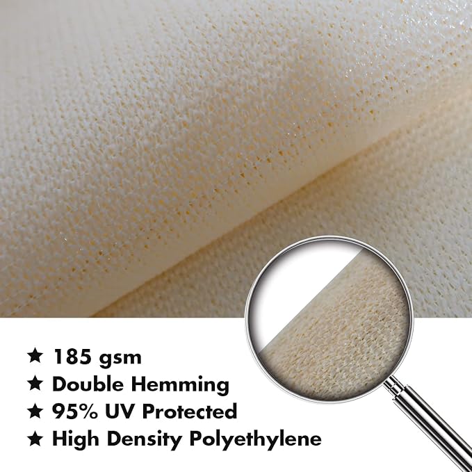 KANAGAWA 20'X22' Cream Custom Size Sun Shade Sail Rectangle UV Block Canopy - Image 4