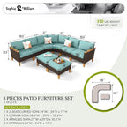 Sophia & William Outdoor Wicker Sectional Sofa Set, 8 Piece Half Moon Curved - Image 7
