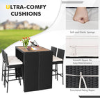 5 Piece Patio Wicker Bar Set, Rattan Bar Stools Set - Image 7