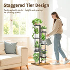LASZOLA Black 6 Tier Plant Stand Indoor Heavy Duty Metal Planter Flower Holder - Image 2