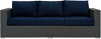 Modway Sojourn Wicker Rattan Outdoor Patio Sunbrella Fabric Sofa in Canvas Navy - Image 6