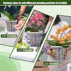 Orchid Pot with Saucers, 3 Each of 4.3", 6.1" Orchid Pots with Holes, 9 Pack - Image 2