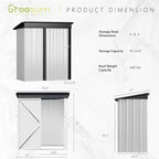 Greesum Metal Outdoor Storage Shed 5FT x 3FT, Steel Utility Tool Shed Storage - Image 4