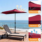 OLIXIS Half 9Ft Umbrella Outdoor Patio, Scalloped Patio Umbrella - Image 5