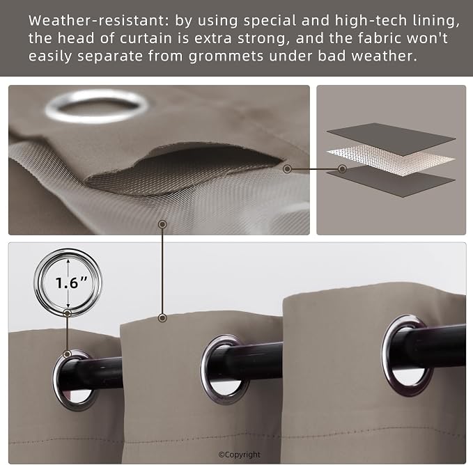 DIVA EN CAMINO DEC Water Resistant Outdoor Patio Curtain Darkening Thermal - Image 3