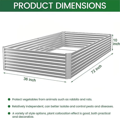 3 Pack 6x3FT Corrugated Galvanized Steel Raised Garden Bed Outdoor, Metal Above - Image 2
