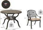 5-Piece Cast Aluminum Outdoor Patio Dining Set, All Weather Cast Aluminum - Image 6