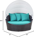 Modway Convene Wicker Rattan Outdoor Patio Retractable Canopy Round Poolside - Image 3