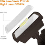 LEPOWER 30W LED Security Lights Motion Sensor Light Outdoor, 3200LM Motion - Image 3