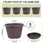 Large-Planter-Indoor-Outdoor Plant Pots, 14 inch 4 Pack Plastic Flower Pots - Image 3