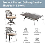 9-Piece Cast Aluminum Patio Furniture, Outdoor Dining Sets - Image 7