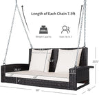 RELAX4LIFE 2-Seat Rattan Porch Swing, Wicker Outdoor Swings w/7.9 Ft Solid - Image 3