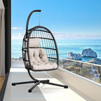 CHABATREE Egg Chair with Stand, Patio Rattan Wicker Hanging Swing Egg Chair by Unknown