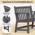 Ciokea 48" Outdoor Bench, HDPE Weatherproof Porch Bench, 2-Person Garden Benches - Image 4