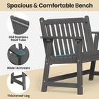 Ciokea 48" Outdoor Bench Set of 2, HDPE Weatherproof Garden Bench, 2-Person - Image 4