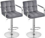 Yaheetech Counter Height Bar Stools Set of 2 Velvet Swivel BarStools by Yaheetech