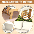 S AFSTAR Patio Convertible Couch Sofa Bed, Acacia Wood Chaise Lounger - Image 7