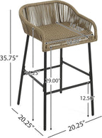 Christopher Knight Home Outdoor Patio Rope Weave Iron Barstools, Powder Coated - Image 2