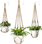 Mkono 3 Pack Macrame Plant Hangers Indoor Different Size Hanging Planter Basket by Mkono
