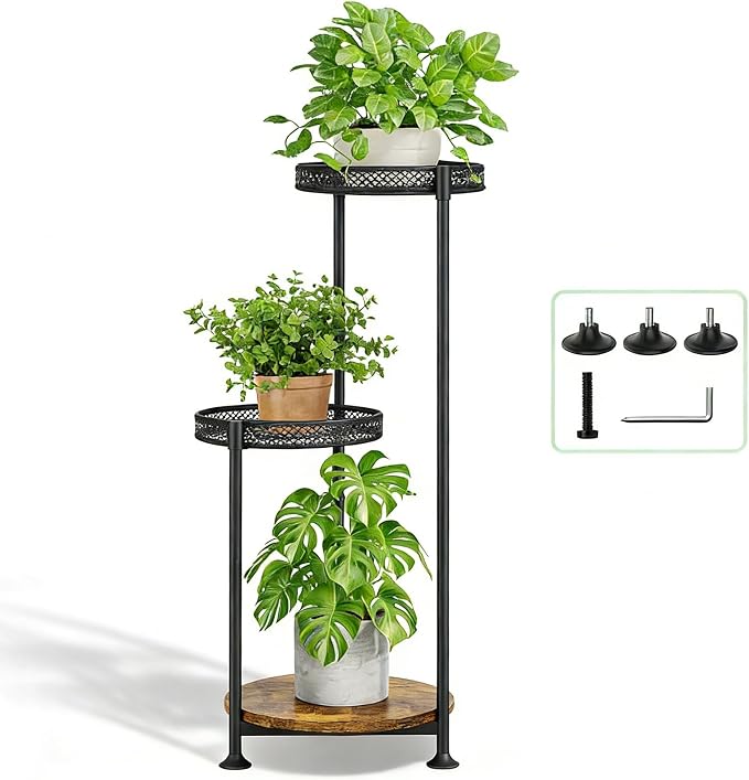 3 Tier Large Plant Stand Indoor Outdoor Clearance 10in Wide Metal Wood Plant by Atpddpey